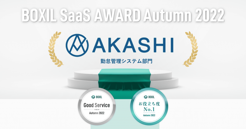 勤怠管理システム「AKASHI」、BOXIL主催のアワードで称号を獲得