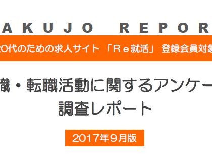 「Re就活」の学情、第二新卒・既卒の就職・転職活動に関する調査を実施