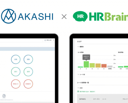 従業員情報を同期。人事評価「HRBrain」、勤怠管理「AKASHI」と連携開始
